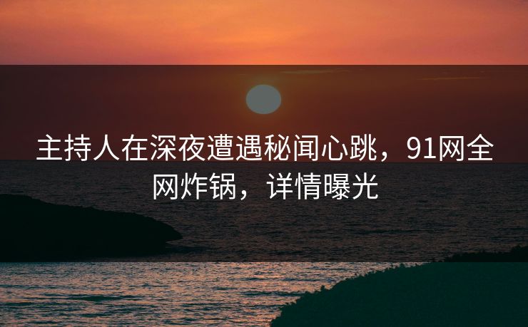 主持人在深夜遭遇秘闻心跳，91网全网炸锅，详情曝光