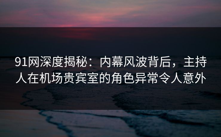 91网深度揭秘：内幕风波背后，主持人在机场贵宾室的角色异常令人意外