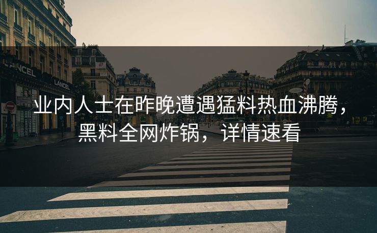 业内人士在昨晚遭遇猛料热血沸腾，黑料全网炸锅，详情速看