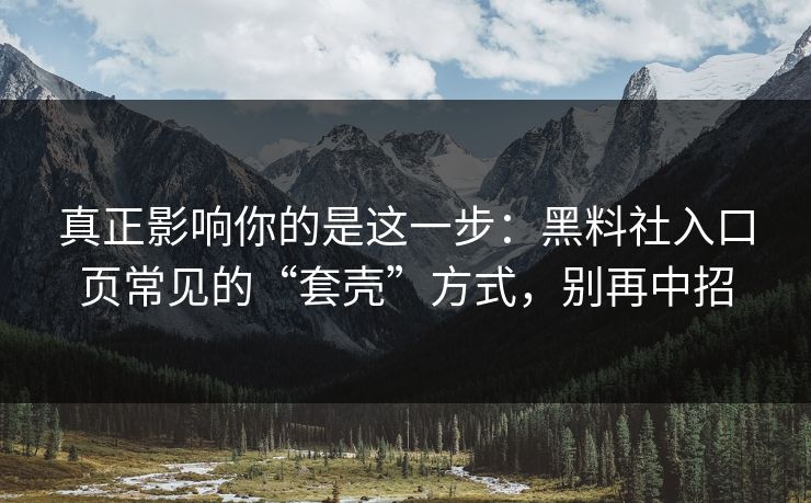 真正影响你的是这一步：黑料社入口页常见的“套壳”方式，别再中招